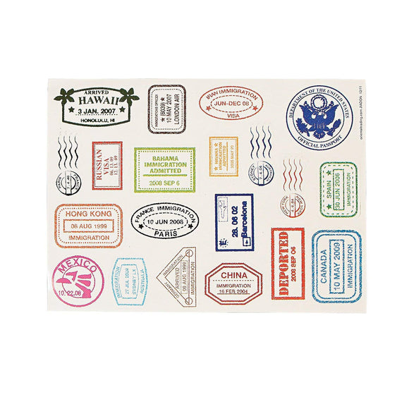 COUNTRY STAMP STICKER SHEETS