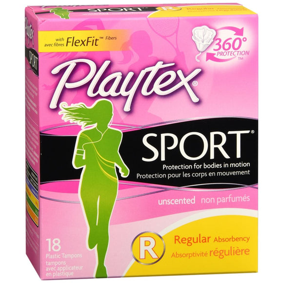 Playtex Sport Tampons Plastic Applicators Regular Absorbency Unscented - 18 EA