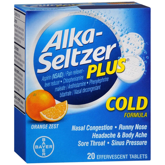 Alka-Seltzer Plus Cold Formula Effervescent Tablets Orange Zest - 20 TB