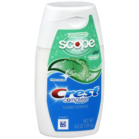 Crest Complete Multi-Benefit Tartar Control Whitening + Scope Toothpaste Liquid Gel Minty Fresh - 4.6 OZ