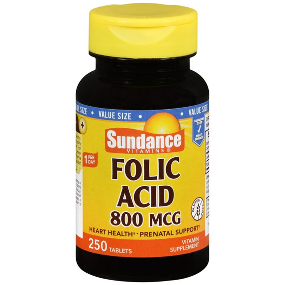 Sundance Vitamins Folic Acid 800 mcg Tablets - 250 TB