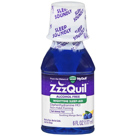 ZzzQuil Nighttime Sleep-Aid Liquid Alcohol Free Soothing Mango Berry - 6 OZ