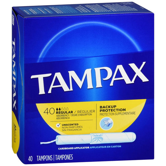 Tampax Tampons Cardboard Applicator Regular Absorbency Unscented - 40 EA