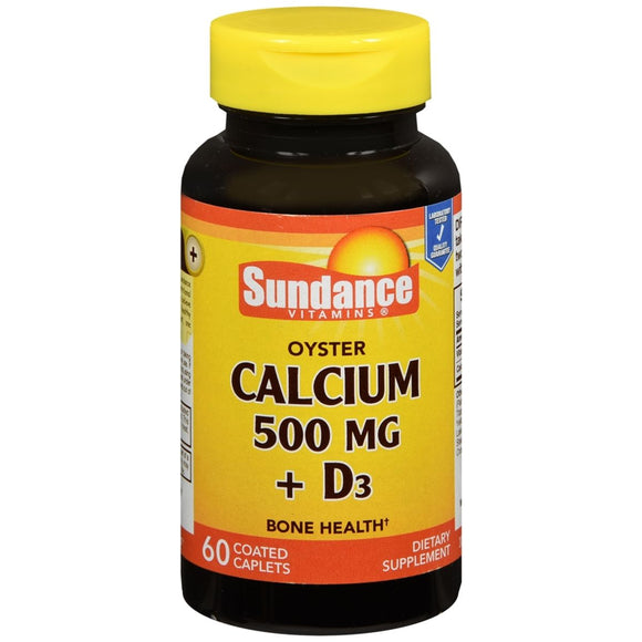 Sundance Vitamins Oyster Calcium 500 mg + D3 Caplets - 60 TB