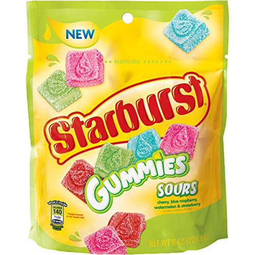 STARBURST SOURS GUMMIES STAND UP BAG 8OZ 8/CS