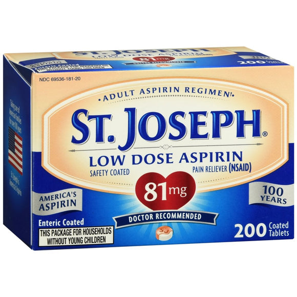 St. Joseph Low Dose Aspirin 81 mg Coated Tablets - 200 TB