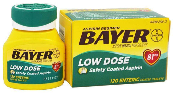 Bayer Low Dose Safety Coated Aspirin 81 mg Tablets 120 TB