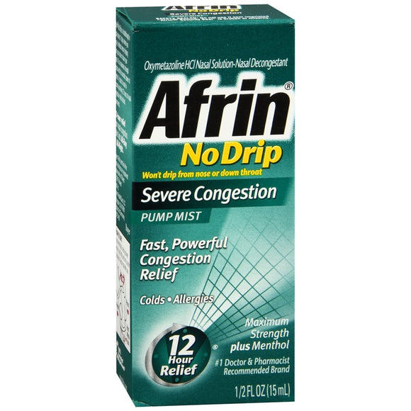 Afrin No Drip Pump Mist Severe Congestion Maximum Strength Plus Menthol - 15 ML