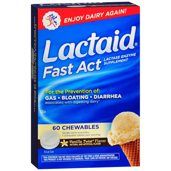 LACTAID Fast Act Chewables Vanilla Twist Flavor - 60 TB