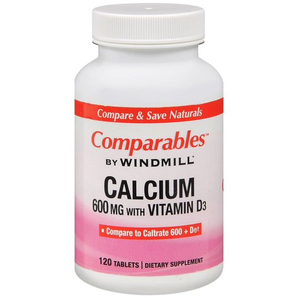 Windmill Comparables Calcium 600 mg with Vitamin D3 Tablets - 120 TB