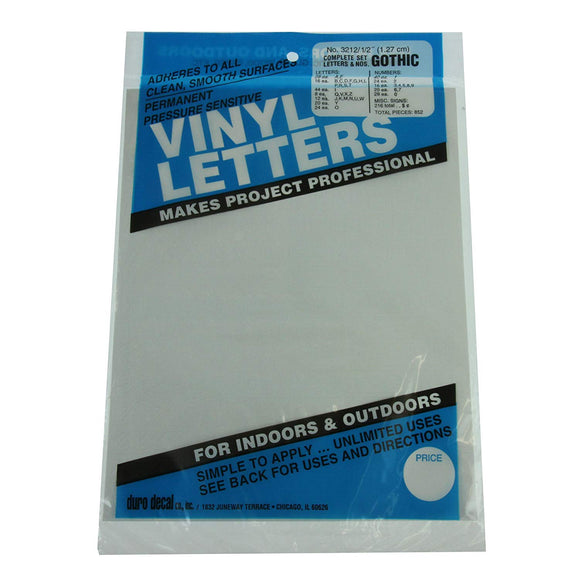 VINYL LETTERS NUMB-GOTHIC/WH