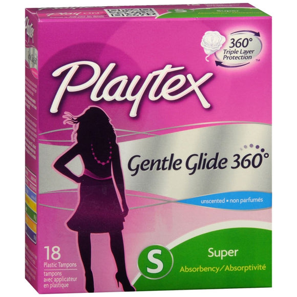 Playtex Gentle Glide 360 Plastic Tampons Super Absorbency - 18 EA