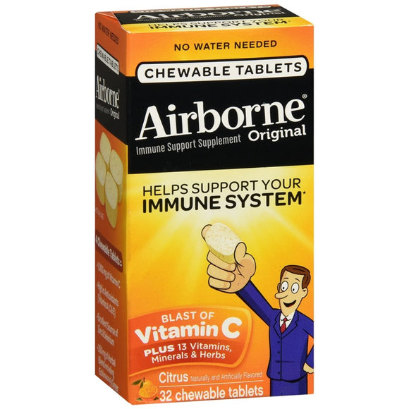 Airborne Original Immune Support Supplement Chewable Tablets Citrus - 32 TB