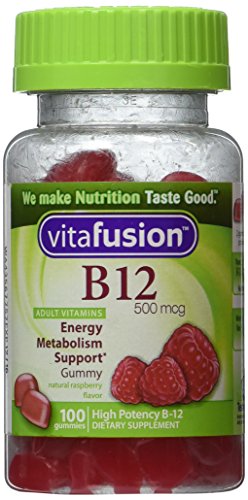 Vitafusion Energy B12 500 mcg Adult Gummies Very Raspberry 100 EA - Buy Packs and Save (Pack of 4)