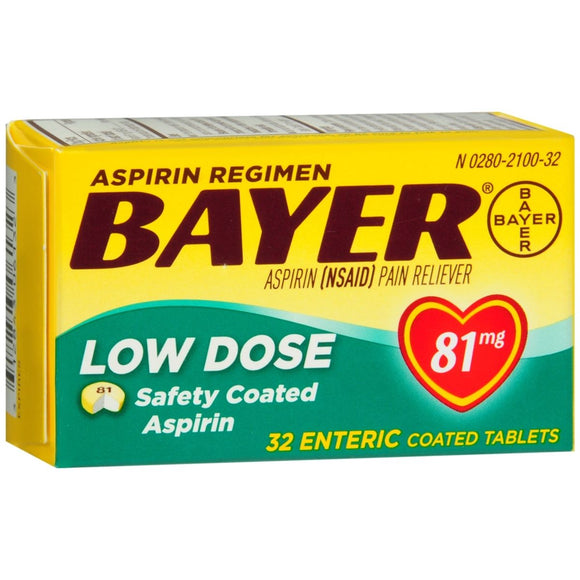 Bayer Low Dose Safety Coated Aspirin 81 mg Tablets - 32 TB