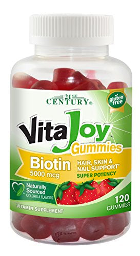 21st Century Vita-Joy Biotin Gummies, Strawberry, 120 Count - Buy Packs and Save (Pack of 2)