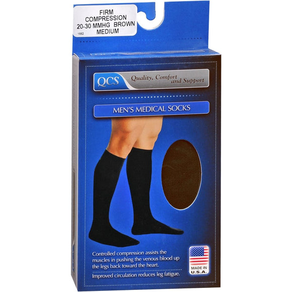 QCS Men's Medical Legwear Firm Brown Medium 1 PR