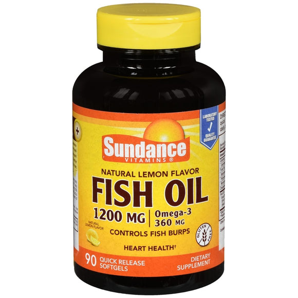 Sundance Vitamins Fish Oil 1200 mg /Omega-3 360 mg Softgels Natural Lemon Flavor - 90 CP