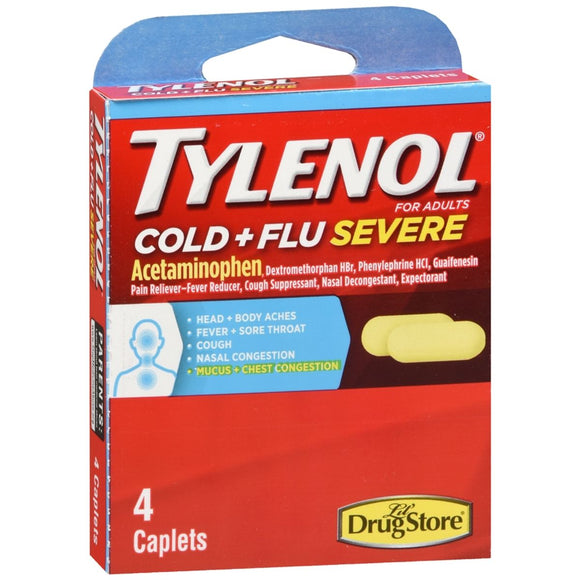 Lil' Drug Store Tylenol Cold + Flu Severe Caplets for Adults 4 CP