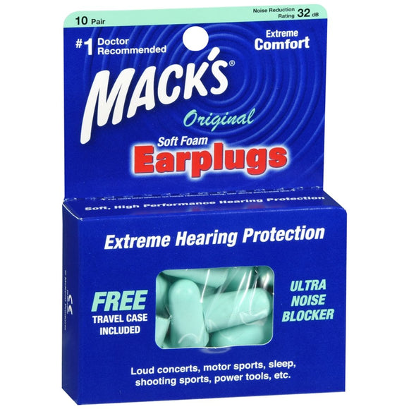 Mack's Original Soft Foam Earplugs NRR 32 dB - 10 PR