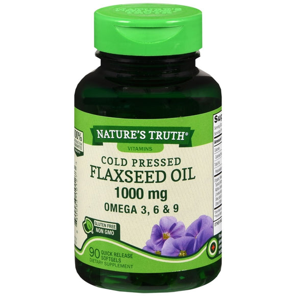 Nature's Truth Organic Cold Pressed Flaxseed Oil 1000 mg Omega 3, 6 & 9 Quick Release Softgels - 90 CP