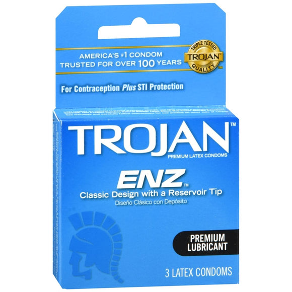 TROJAN Enz Premium Lubricant Latex Condoms - 3 EA