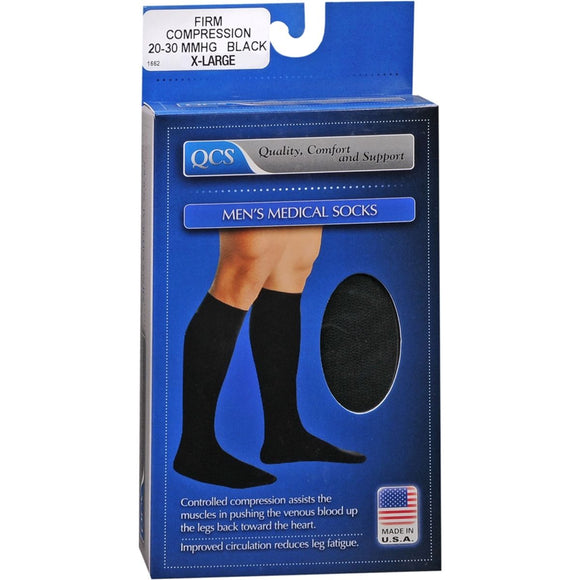 QCS Men's Medical Legwear Firm Black Extra Large 1 PR