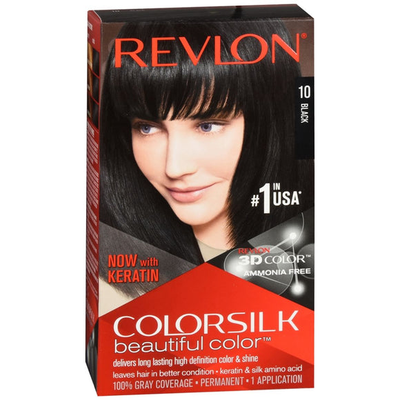 Revlon ColorSilk Beautiful Color Permanent Hair Color 10 Black - 1 EA