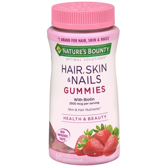 Nature's Brand Bounty Optimal Solutions Hair Skin Nails Gummies, 80 ct