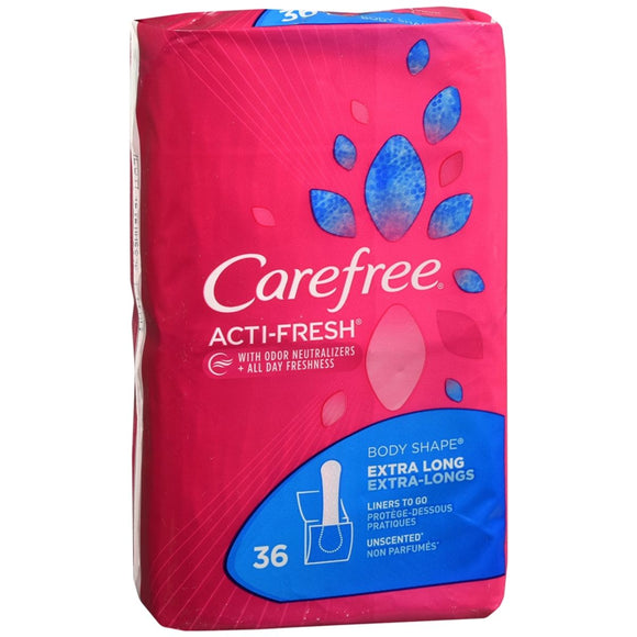 CAREFREE Acti-Fresh Body Shape Pantiliners Extra Long Unscented - 36 EA