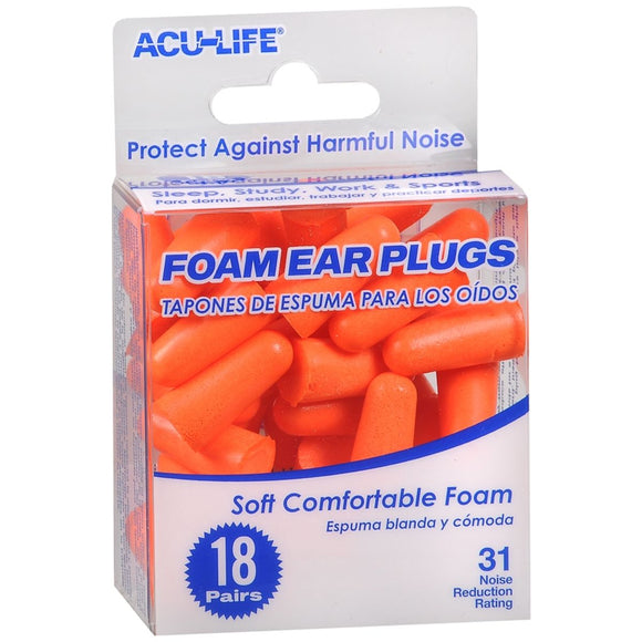 Acu-Life Foam Ear Plugs - 18 PR