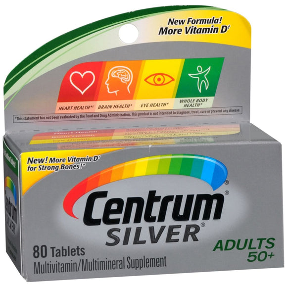 Centrum Silver Adults 50+ Multivitamin/Multimineral Supplement Tablets - 80 TB