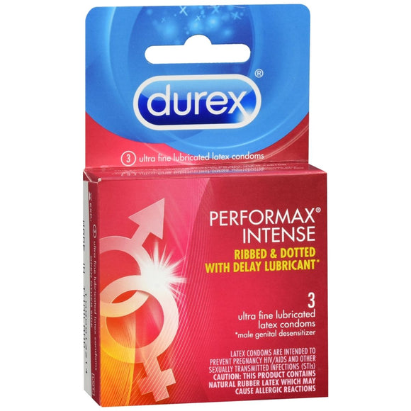 Durex Performax Intense Lubricated Latex Condoms - 3 EA