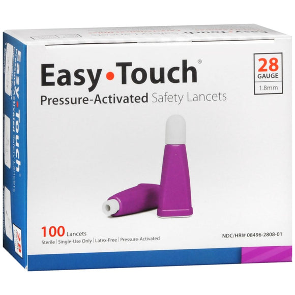 Easy Touch Pressure-Activated Safety Lancets 28 Gauge 100 EA