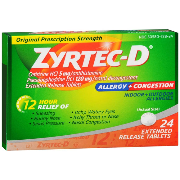 Zyrtec D 12 Hour Allergy + Congestion Extended Release Tablets - 24 TB