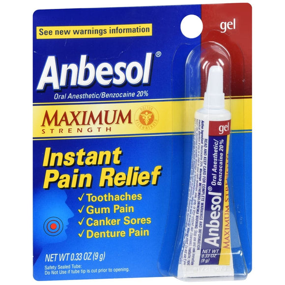 Anbesol Instant Pain Relief Gel Maximum Strength - 0.33 OZ