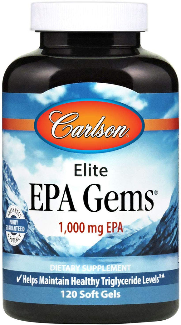 Carlson - Elite EPA Gems, 1000 mg EPA, Helps Maintain Healthy Triglyceride Levels, 120 Soft gels