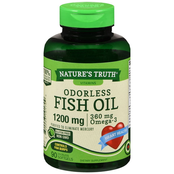 Nature's Truth Odorless Lemon Flavor Fish Oil 1200 mg 360 mg Omega-3 Softgels - 90 CP