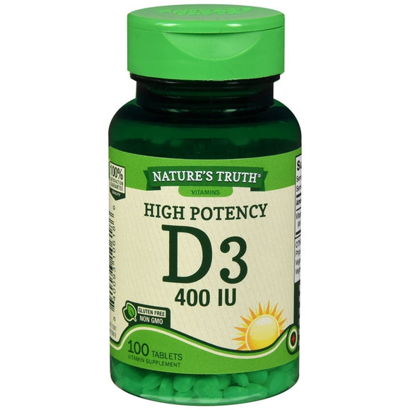 Nature's Truth D3 400 IU Vitamin Supplement Tablets - 100 TB