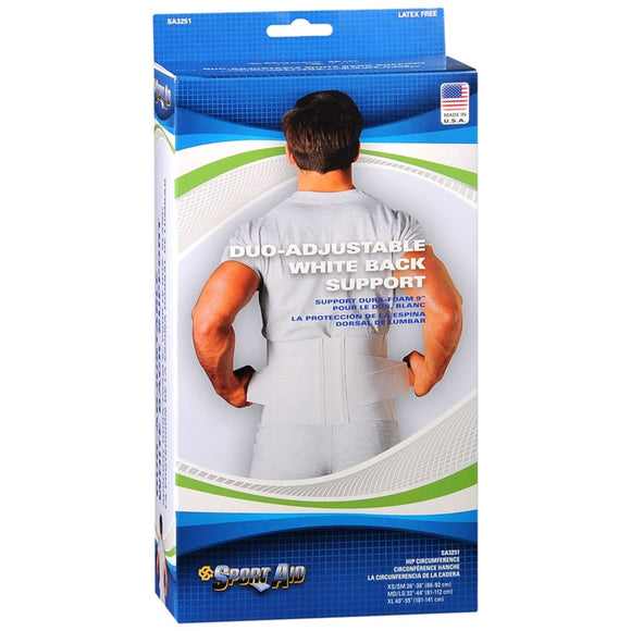 Sport Aid Duo-Adjustable White Back Support MD/LG - 1 EA