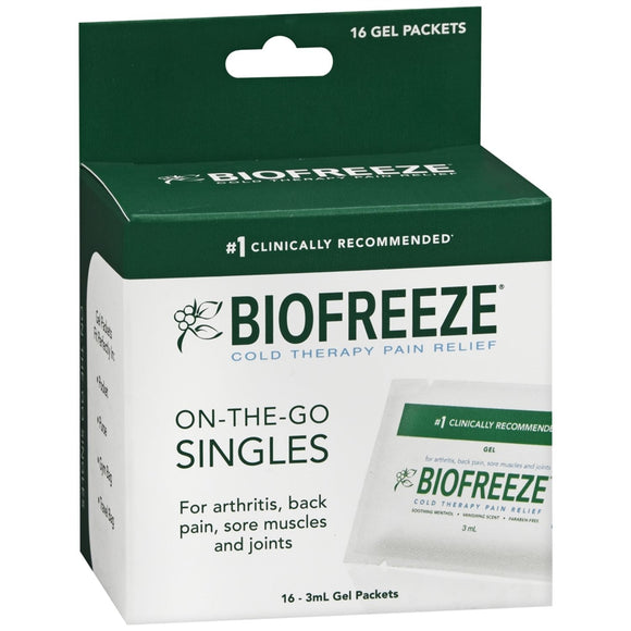 Biofreeze Cold Therapy Pain Relief On-the-Go Singles Gel Packets 16 ea