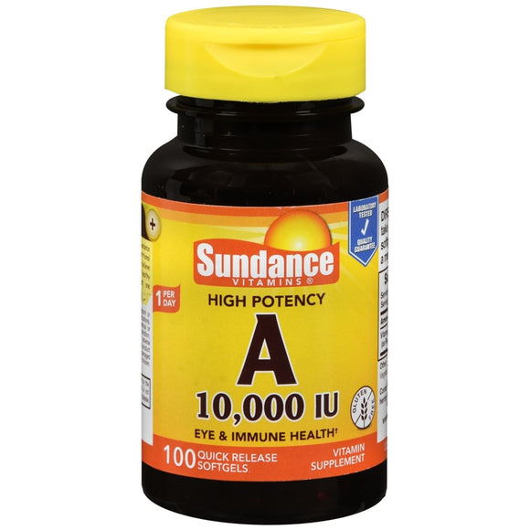 Sundance Vitamins High Potency A 10,000 IU Vitamin Supplement Quick Release Softgels - 100 CP