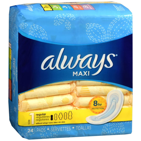 Always Maxi Pads Without Wings Regular - 24 EA