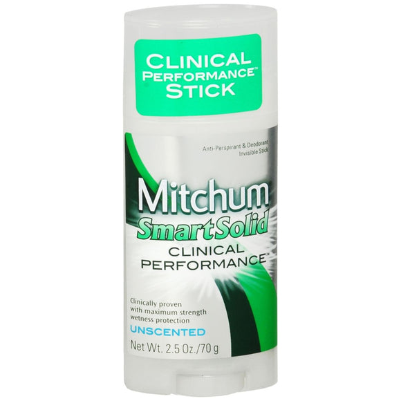 Mitchum SmartSolid Clinical Performance Anti-Perspirant & Deodorant Invisible Stick Unscented - 2.5 OZ