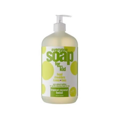 Everyone 3-in-1 Soap for Every Kid Safe, Gentle and Natural Shampoo, Body Wash, and Bubble Bath, Tropical Coconut Twist