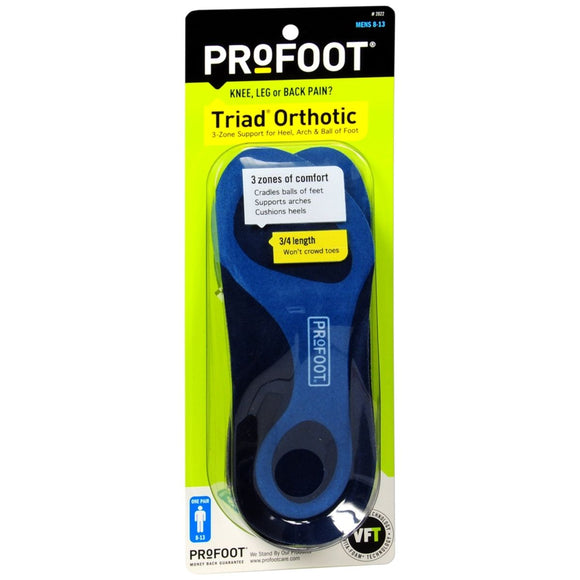 Profoot Triad Men's Orthotic Insoles Size 8-13 - 1 PR