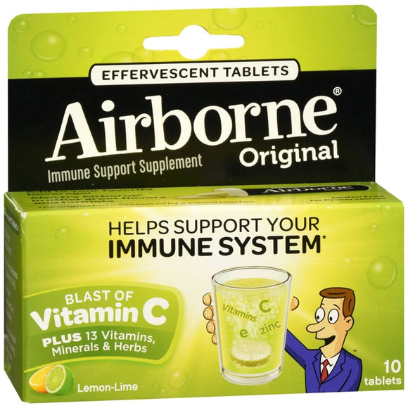 Airborne Original Immune Support Supplement Effervescent Tablets Lemon-Lime - 10 TB