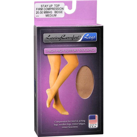 Loving Comfort Thigh High Support Stockings Firm Medium Beige - 1 EA