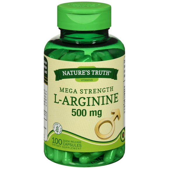 Nature's Truth Mega Strength L-Arginine 500 mg Quick Release Capsules - 100 TB