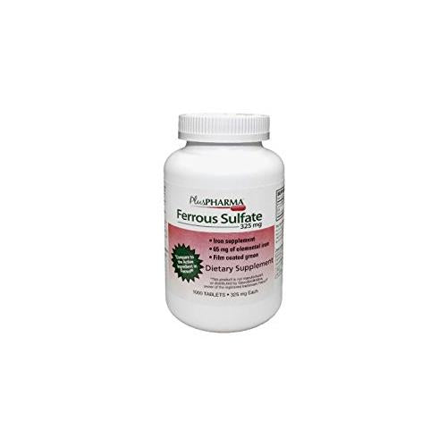 Plus Pharma Ferrous Sulfate 325mg tabs, 1000ct